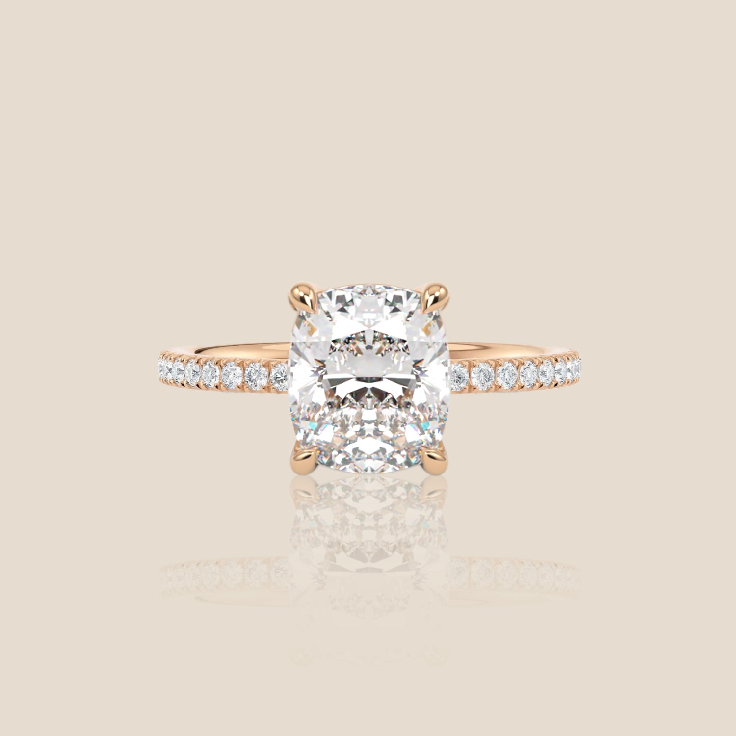 The Signature Pavé with Hidden Halo Cushion