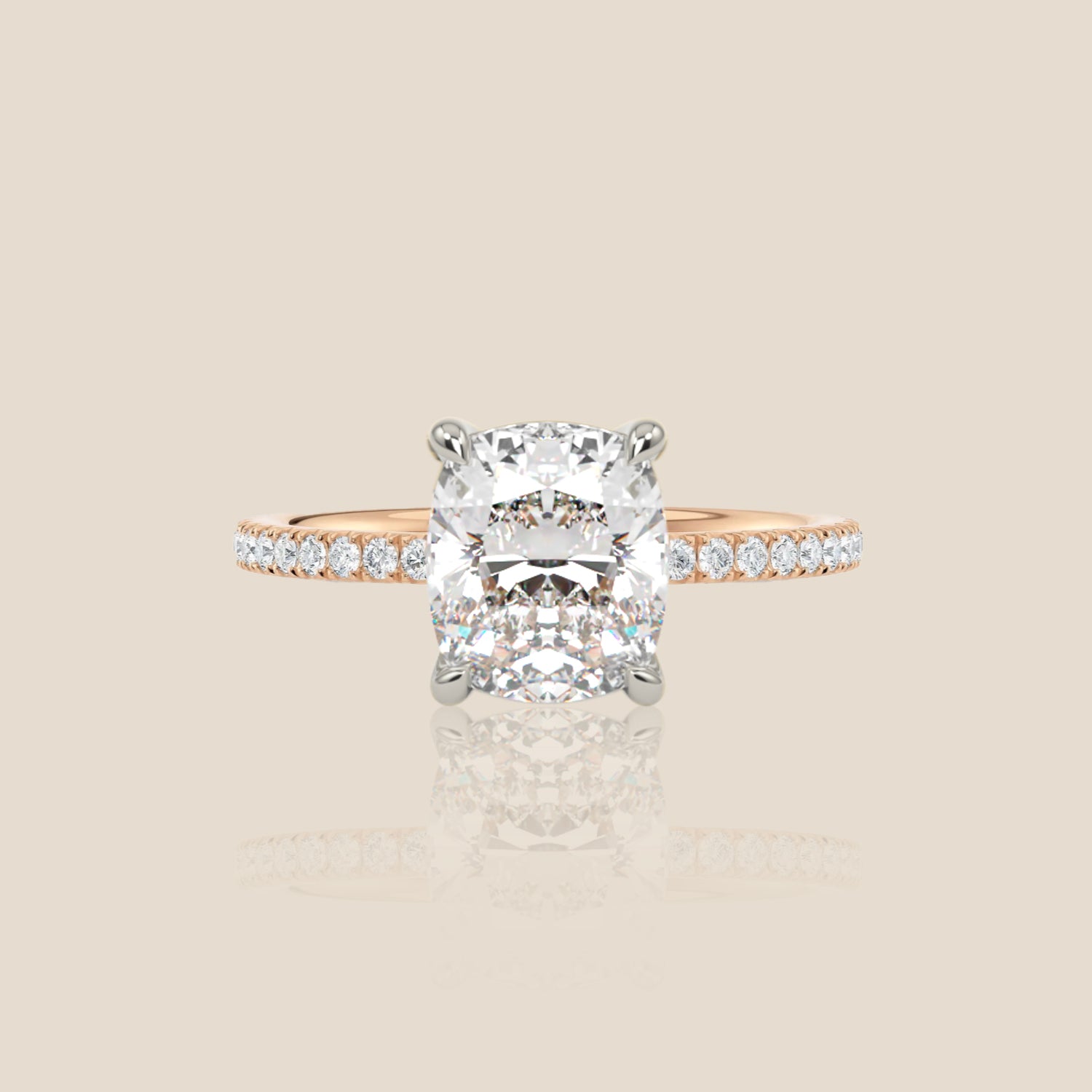 The Signature Pavé with Hidden Halo Cushion