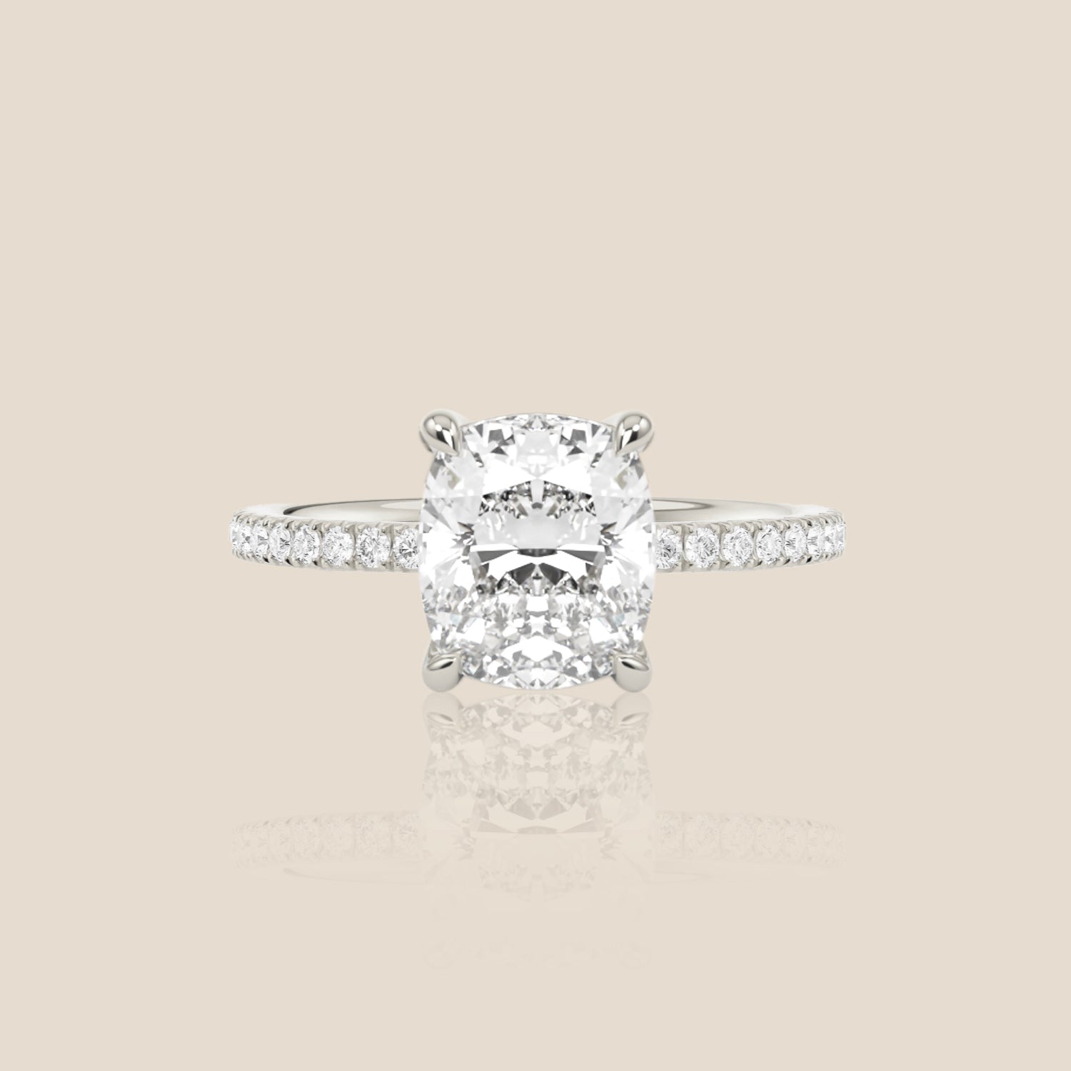 The Signature Pavé with Hidden Halo Cushion