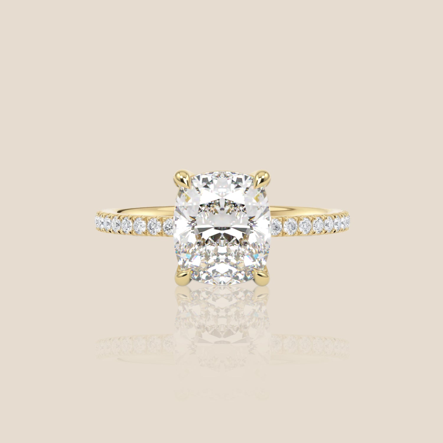 The Signature Pavé with Hidden Halo Cushion